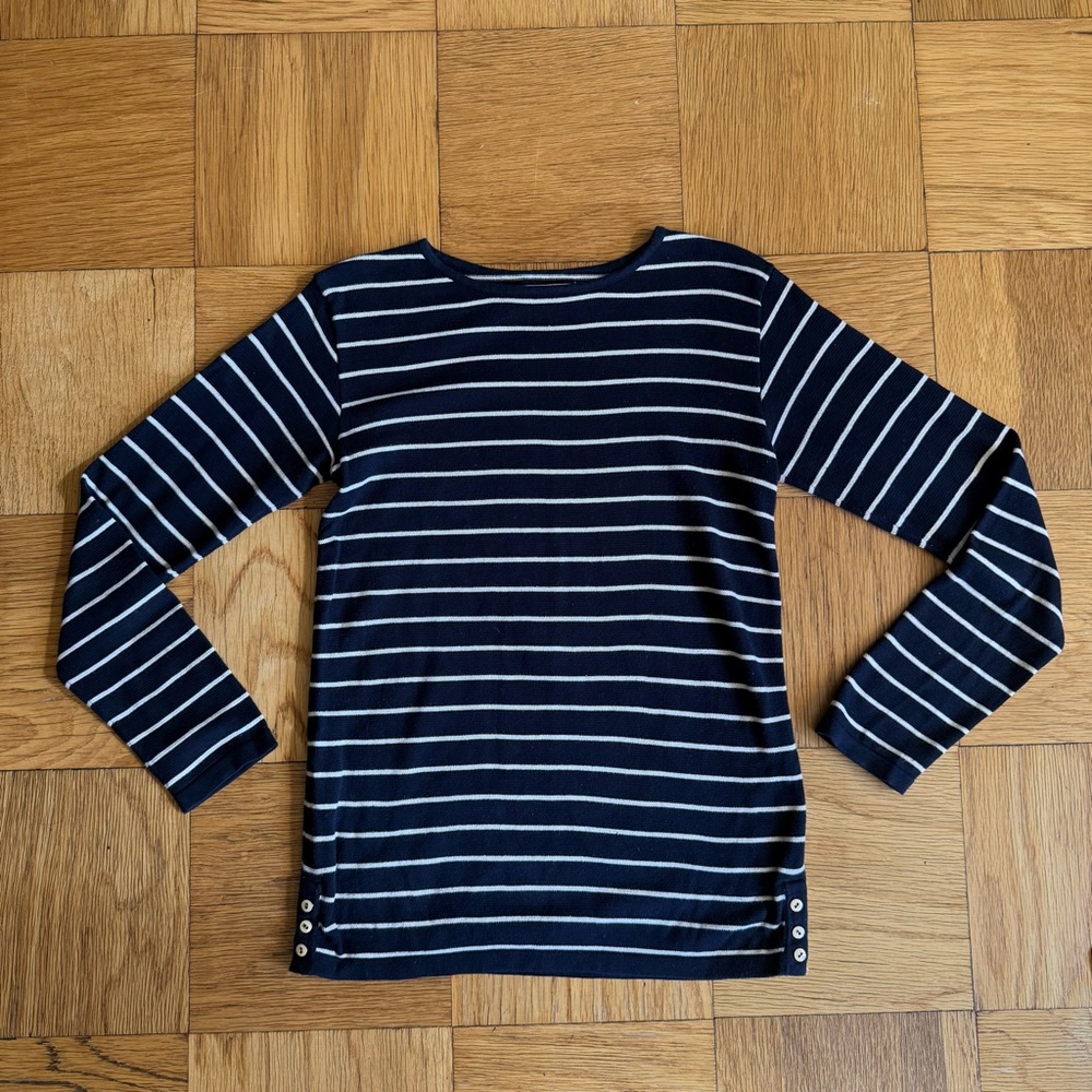 Trovata Navy and White Striped Crew Neck Sweater, Size S